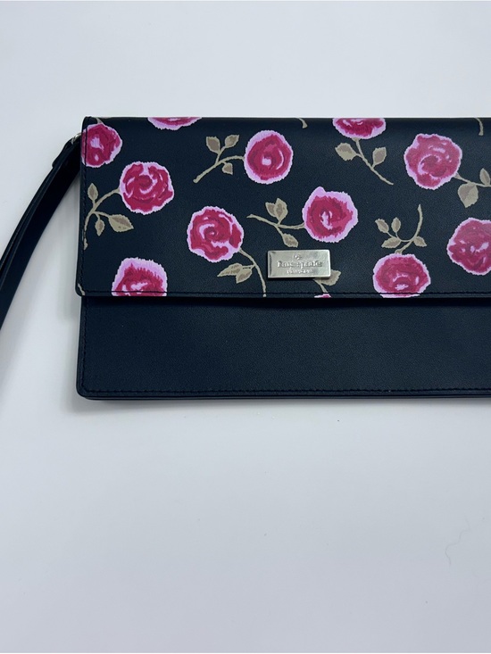 kate spade Handbags - kate spade Black Floral Wristlet Clutch with Pink Rose Print
